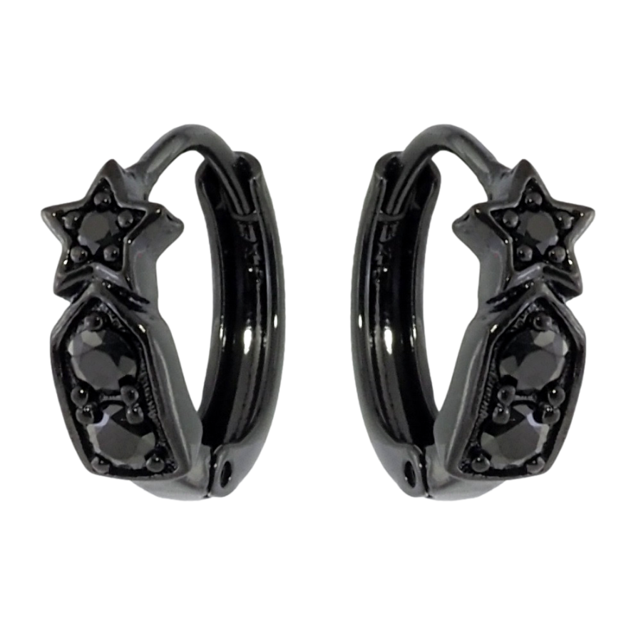 Сережки Xuping Позолота Black (чорне золото) колечка Візерунок зірочки з кристалами фото №1