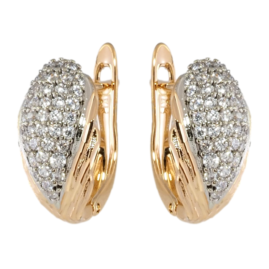 Серьги Xuping Позолота 18K + Родий английский замок Инкрустация цирконием фото №1