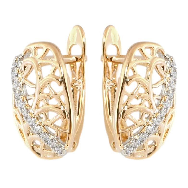 Сережки Xuping Позолота 18K + Родій англійський замок Різьблений візерунок з доріжкою цирконію фото №1