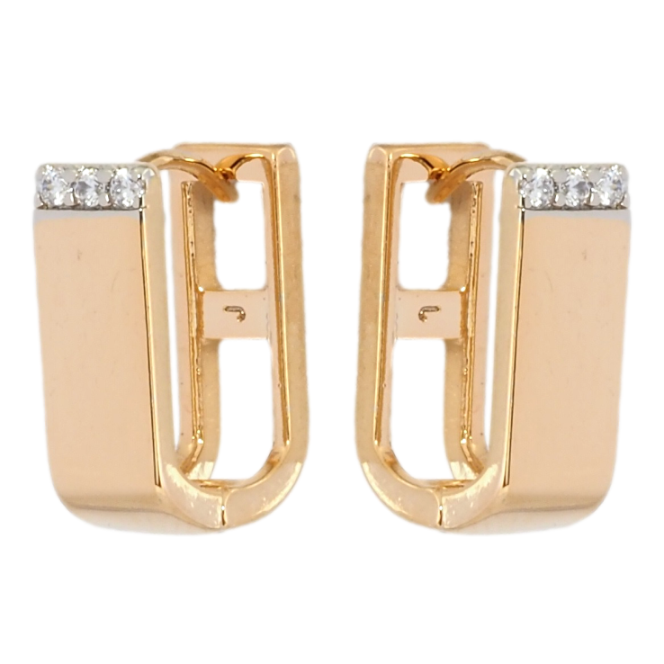 Серьги Xuping Позолота 18K + Родий колечки Узор с цирконием фото №23