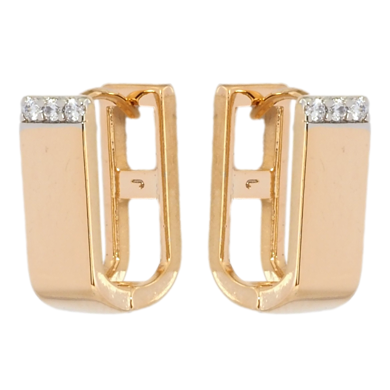 Серьги Xuping Позолота 18K + Родий колечки Узор с цирконием фото №1