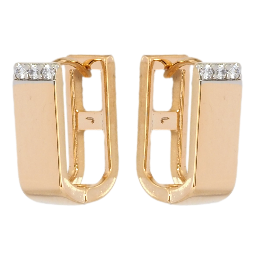 Серьги Xuping Позолота 18K + Родий колечки Узор с цирконием фото №1