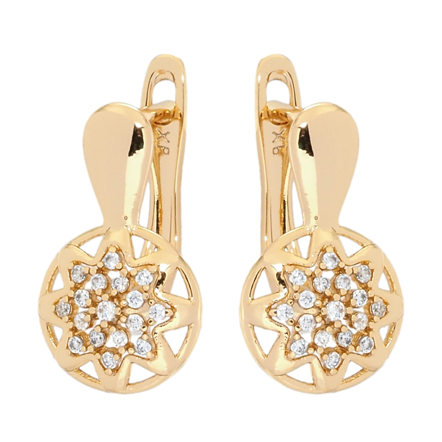 Сережки Xuping Позолота 18K англійський замок Квітковий візерунок з цирконієм фото №1 Сережки Xuping Позолота 18K англійський замок Квітковий візерунок з цирконієм фото №1