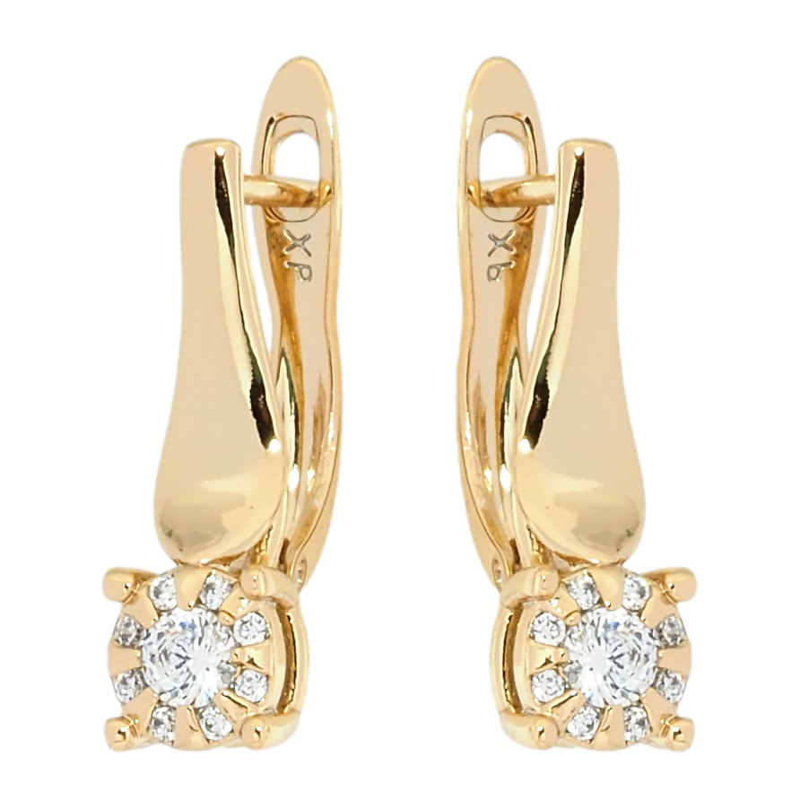 Сережки Xuping Позолота 18K англійський замок Декоративний візерунок з цирконієм фото №1