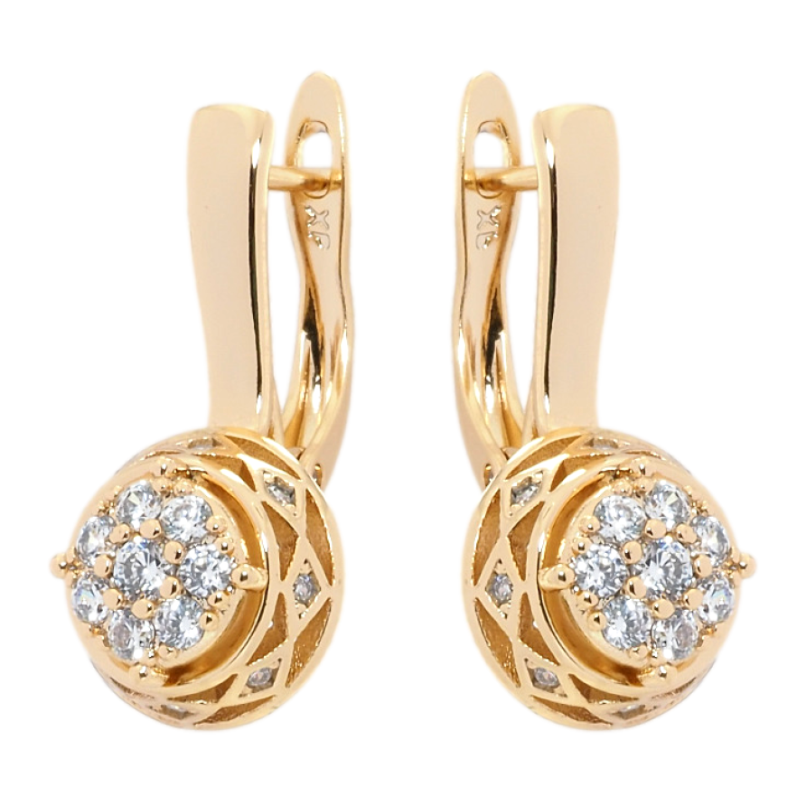 Сережки Xuping Позолота 18K англійський замок Декоративний орнамент з цирконієм фото №1