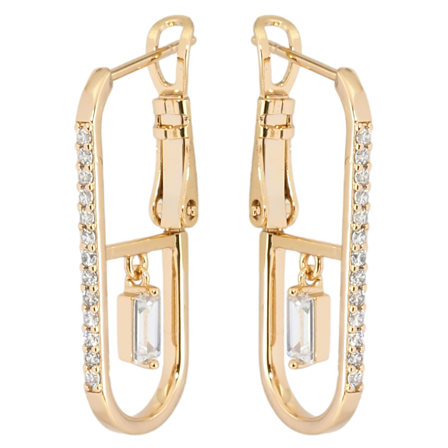 Сережки Xuping Позолота 18K італійський замок Візерунок з доріжкою цирконію та кристальною підвіскою фото №1 Сережки Xuping Позолота 18K італійський замок Візерунок з доріжкою цирконію та кристальною підвіскою фото №1