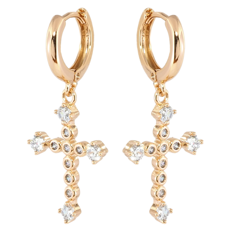 Сережки Xuping Позолота 18K підвіски на колечках Хрестики з цирконієм фото №21