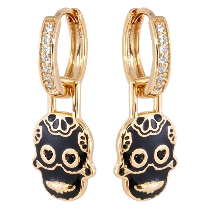 Серьги Xuping Позолота 18K подвески на колечках Черепа Санта Муэрте 2 в 1 фото №13 Серьги Xuping Позолота 18K подвески на колечках Черепа Санта Муэрте 2 в 1 фото №13