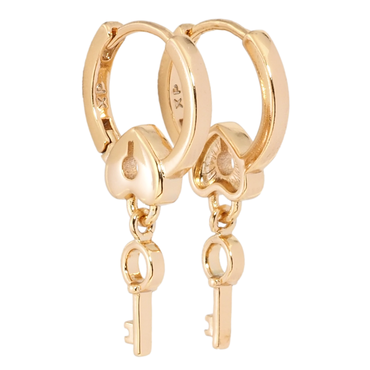 Серьги Xuping Позолота 18K подвески на колечках Сердечко-замочек с подвеской ключик фото №17 Серьги Xuping Позолота 18K подвески на колечках Сердечко-замочек с подвеской ключик фото №17