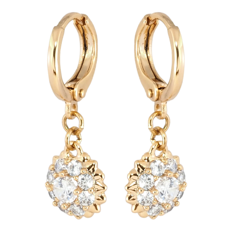 Сережки Xuping Позолота 18K підвіски на колечках Кришталеві квіточки фото №8