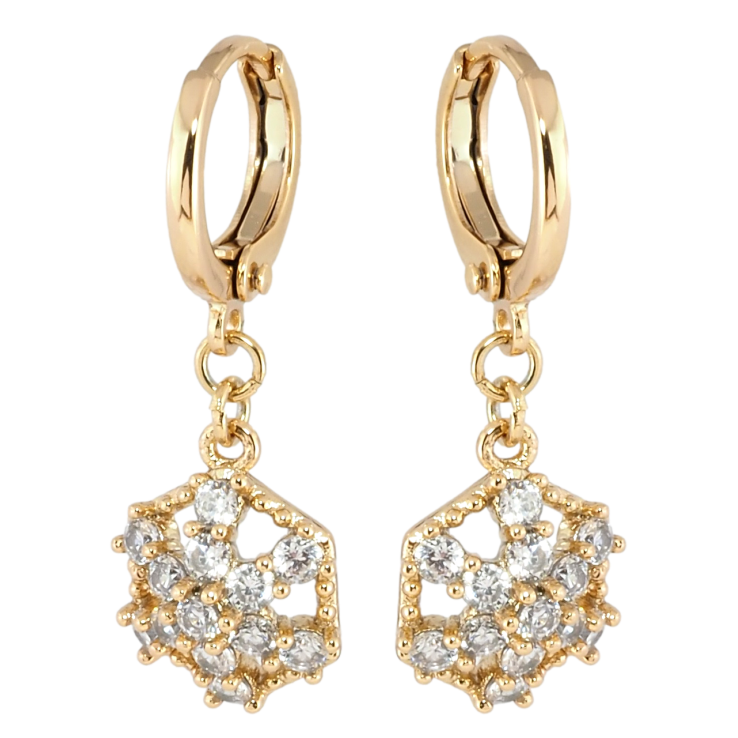 Сережки Xuping Позолота 18K підвіски на колечках Зірки із цирконію фото №5