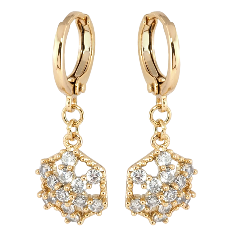 Сережки Xuping Позолота 18K підвіски на колечках Зірки із цирконію фото №1