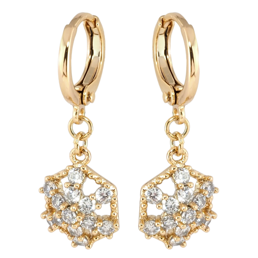 Сережки Xuping Позолота 18K підвіски на колечках Зірки із цирконію фото №1