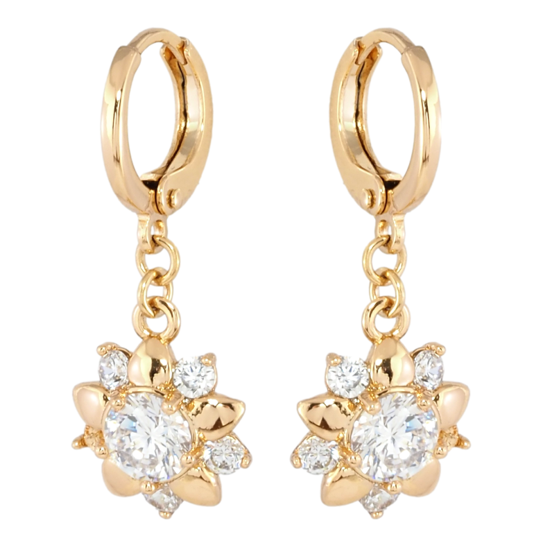 Серьги Xuping Позолота 18K подвески на колечках Цветочки с цирконием фото №23