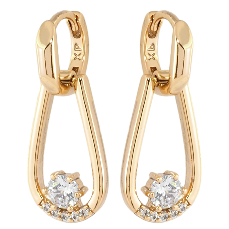Серьги Xuping Позолота 18K подвески на колечках Петельки с цирконием фото №23