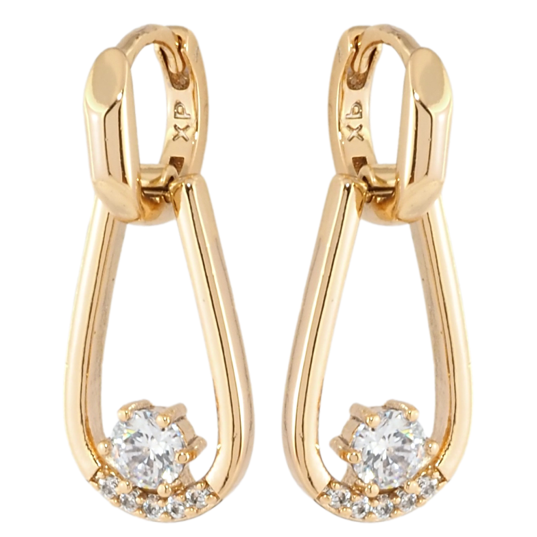 Сережки Xuping Позолота 18K підвіски на колечках Петельки з цирконієм фото №1