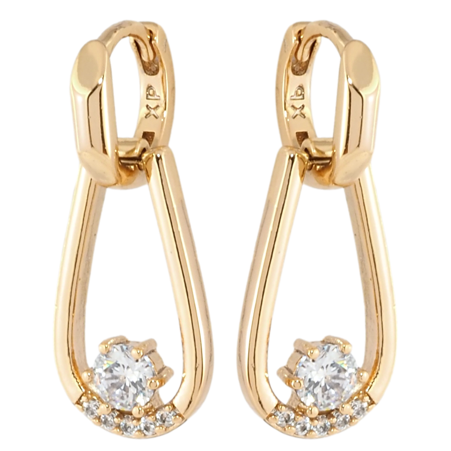 Серьги Xuping Позолота 18K подвески на колечках Петельки с цирконием фото №1