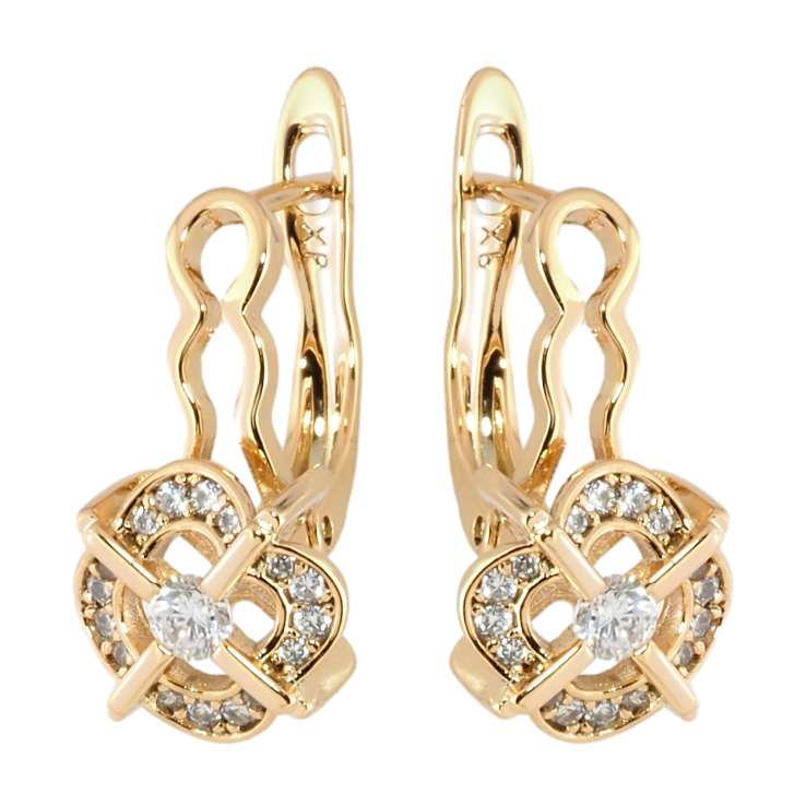Серьги Xuping Позолота 18K английский замок Цветочный узор с цирконием фото №4
