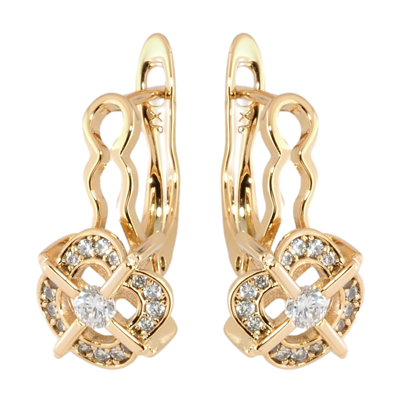 Сережки Xuping Позолота 18K англійський замок Квітковий візерунок з цирконієм фото №7