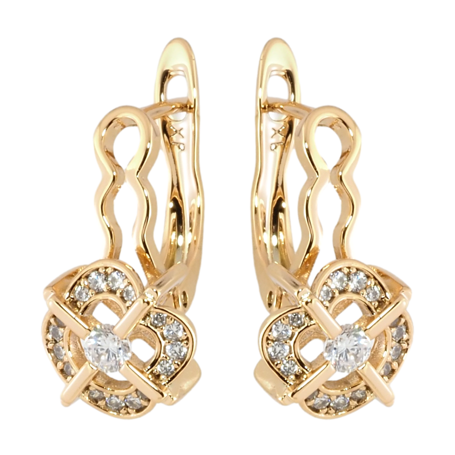 Серьги Xuping Позолота 18K английский замок Цветочный узор с цирконием фото №1