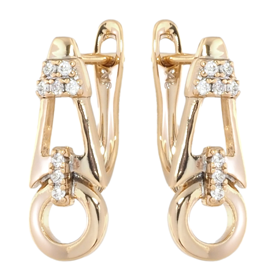 Сережки Xuping Позолота 18K англійський замок Декоративний візерунок з цирконієм фото №1