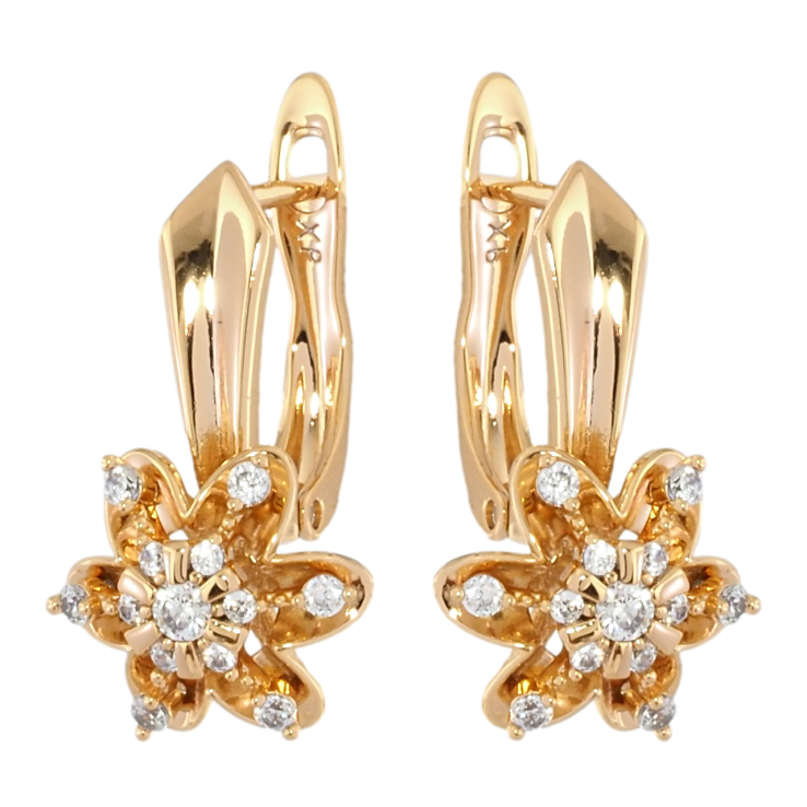 Серьги Xuping Позолота 18K английский замок Цветочки с цирконием фото №7
