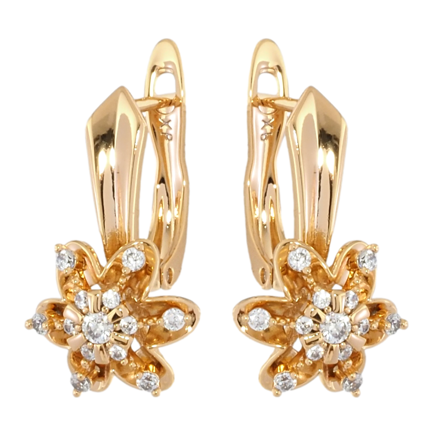 Сережки Xuping Позолота 18K англійський замок Квіточки з цирконієм фото №1