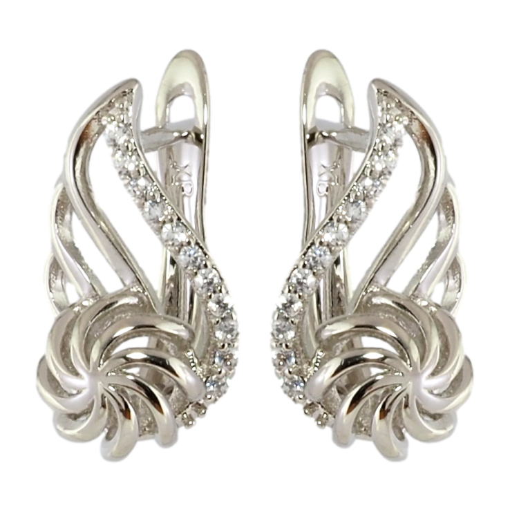 Серьги Xuping Родий английский замок Цветочный узор с цирконием фото №18