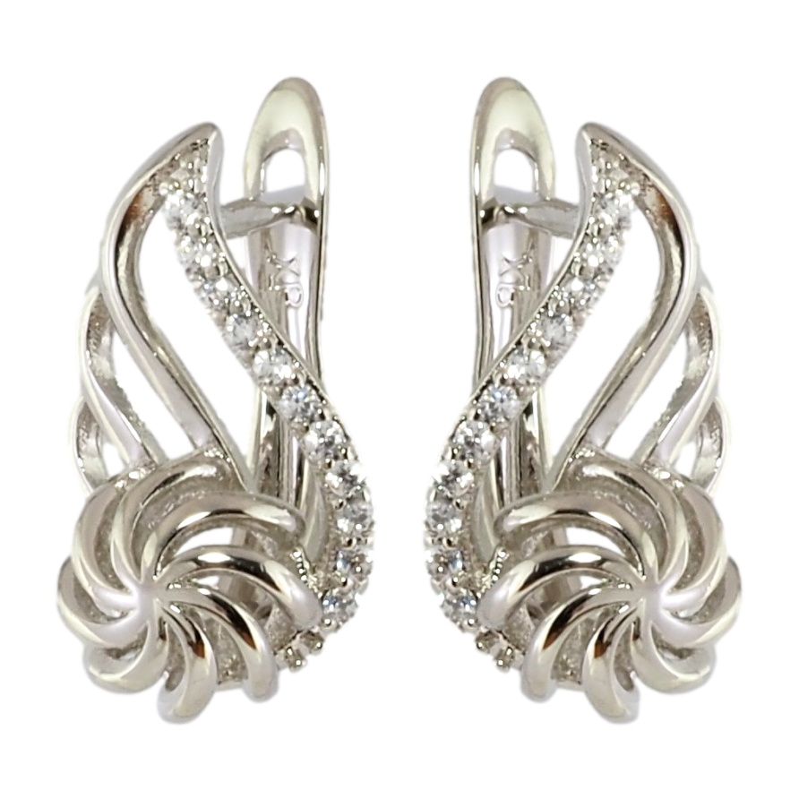 Серьги Xuping Родий английский замок Цветочный узор с цирконием фото №1