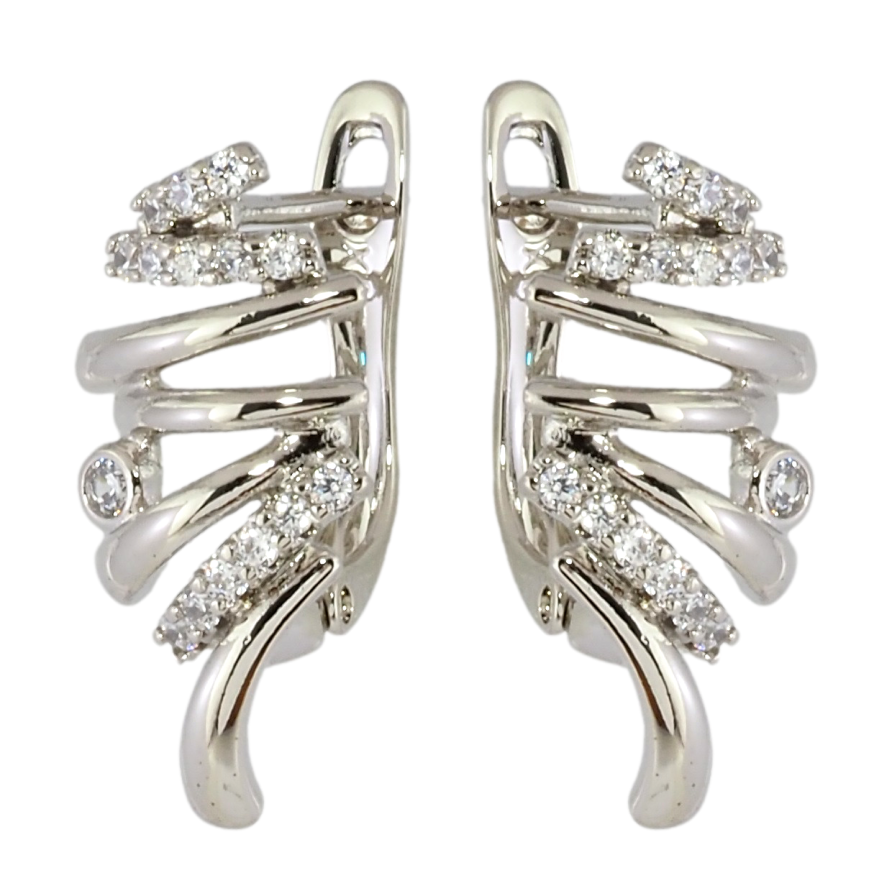 Серьги Xuping Родий английский замок Декоративный узор с цирконием фото №1