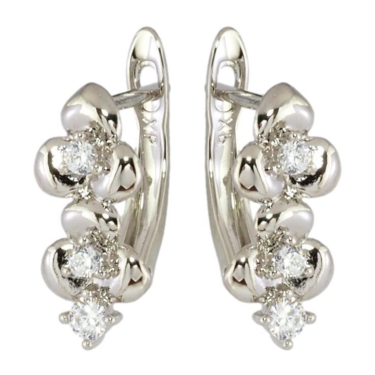 Серьги Xuping Родий английский замок Цветочки с цирконием фото №13