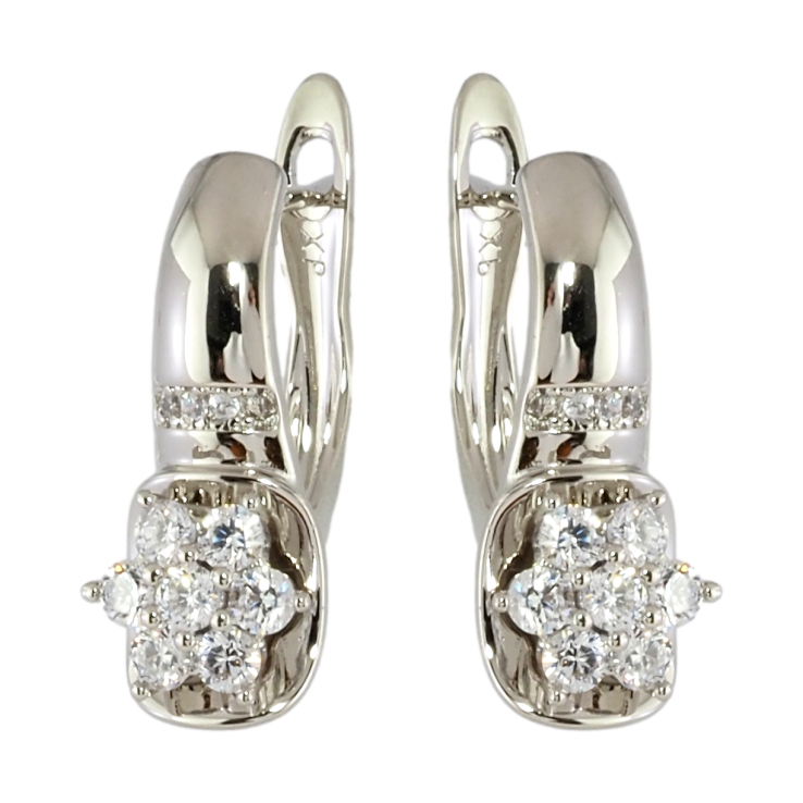 Серьги Xuping Родий английский замок Узор с кристальными цветочками фото №17