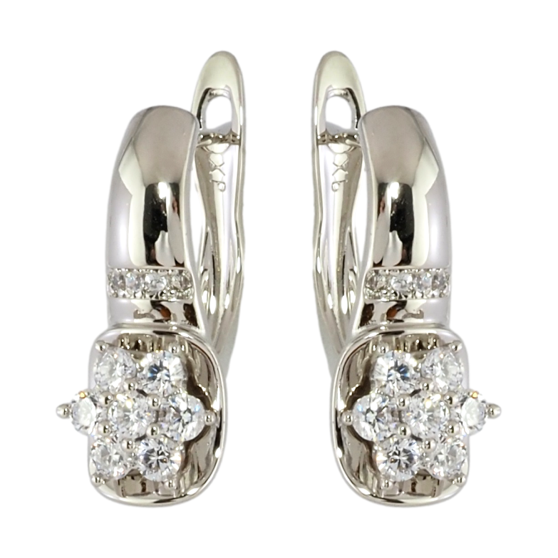 Серьги Xuping Родий английский замок Узор с кристальными цветочками фото №1