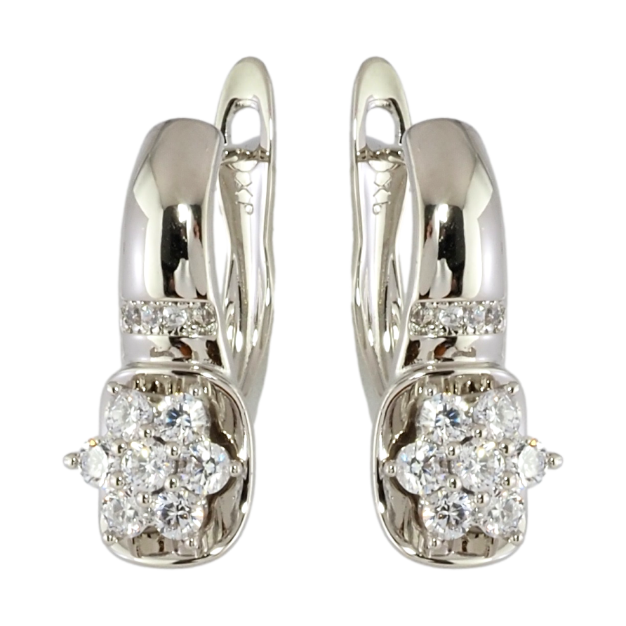 Сережки Xuping Родій англійський замок Візерунок з кристальними квіточками фото №1