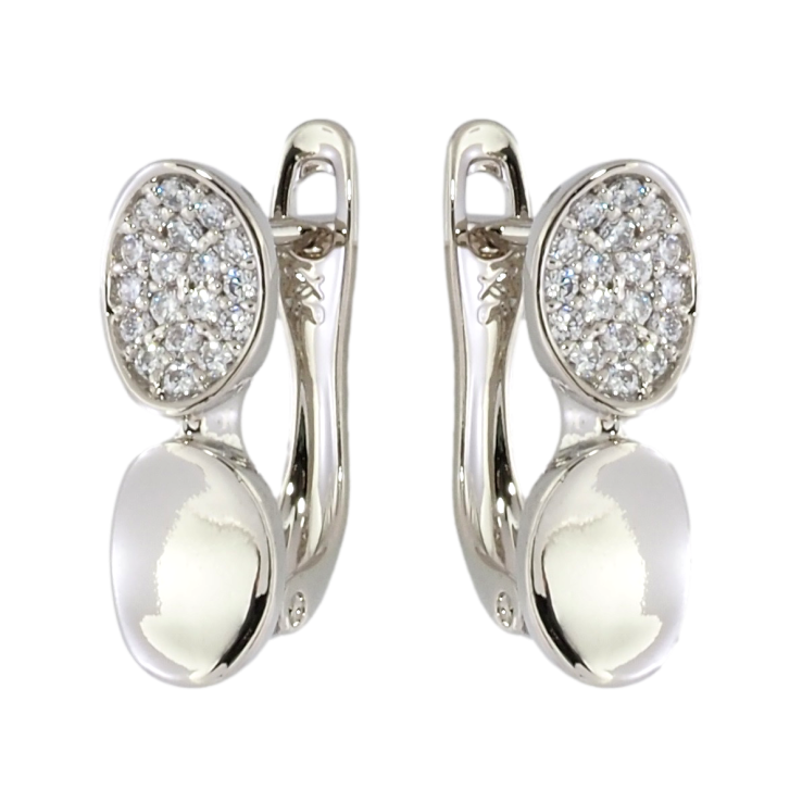 Серьги Xuping Родий английский замок Овалы с цирконием фото №22