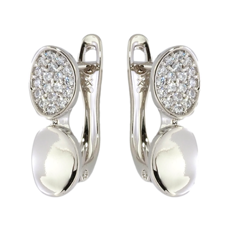 Серьги Xuping Родий английский замок Овалы с цирконием фото №6