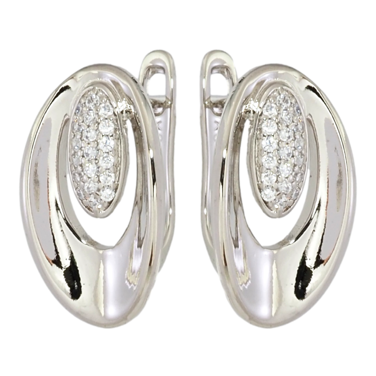 Серьги Xuping Родий английский замок Овалы с цирконием фото №5