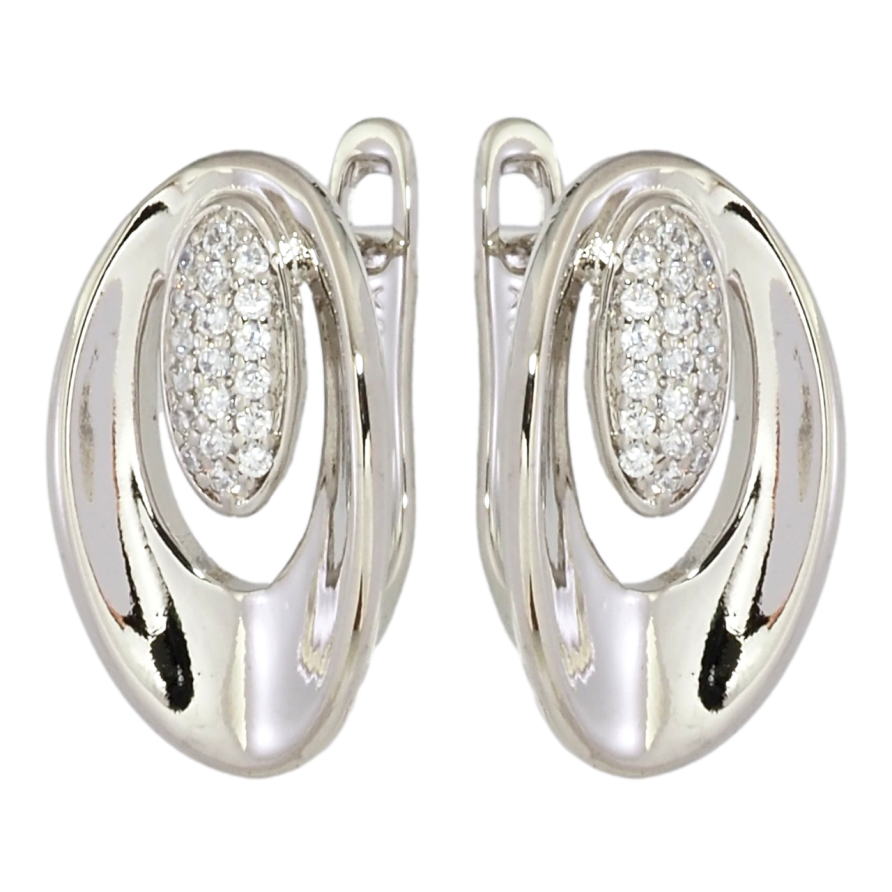 Сережки Xuping Родій англійський замок Овали з цирконієм фото №1