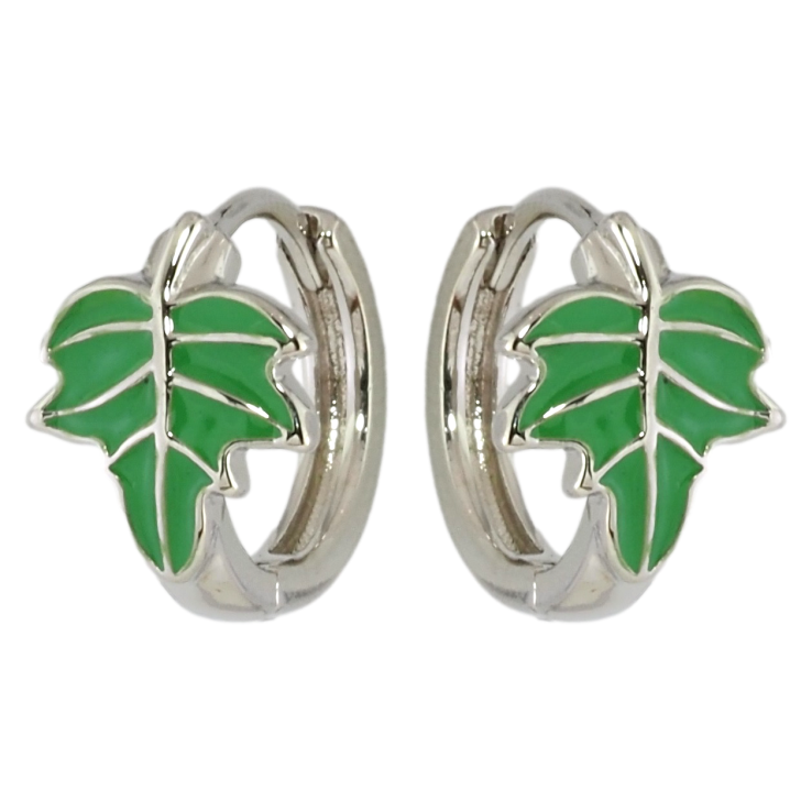 Серьги Xuping Родий колечки Зеленые листики фото №23