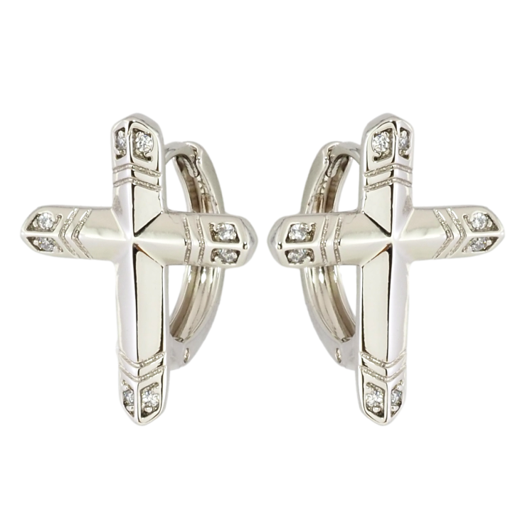 Серьги Xuping Родий колечки Крестики с цирконием фото №21