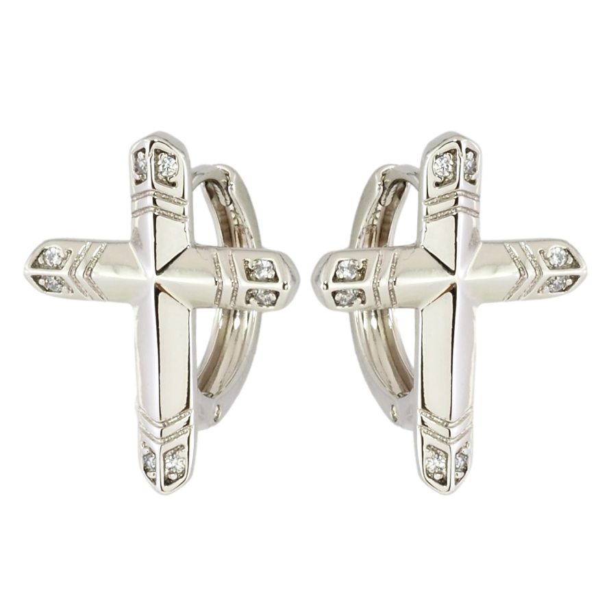 Серьги Xuping Родий колечки Крестики с цирконием фото №1