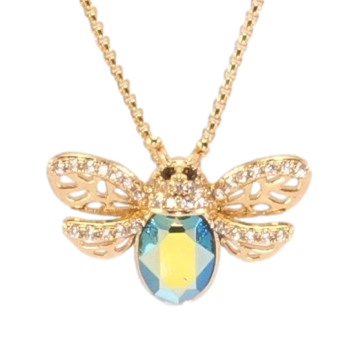 Кулон Xuping колір 18K з кр-ми Swarovski на ланцюжку Мушка з кристалом Aquamarine довжина 40-45см х 1мм фото №3