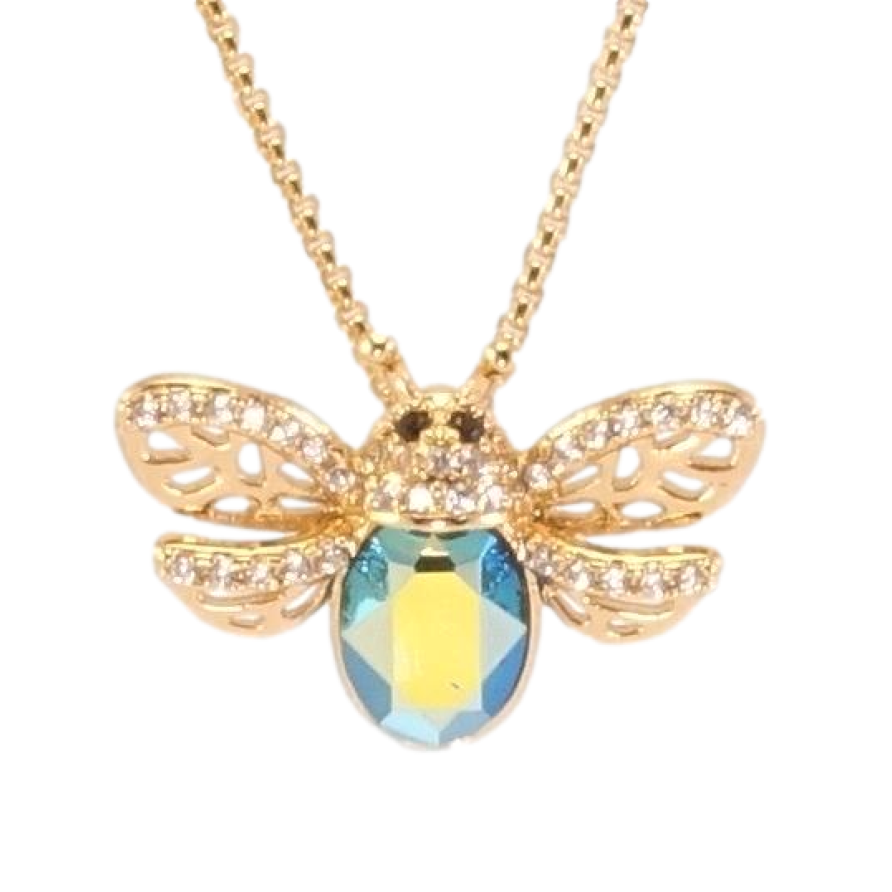 Кулон Xuping колір 18K з кр-ми Swarovski на ланцюжку Мушка з кристалом Aquamarine довжина 40-45см х 1мм фото №1