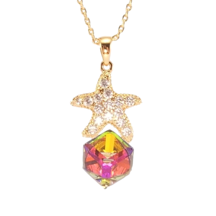 Кулон Xuping колір 18K з кр-ми Swarovski на ланцюжку Куб Vitrail Medium з морською зіркою довжина 40-45см фото №1