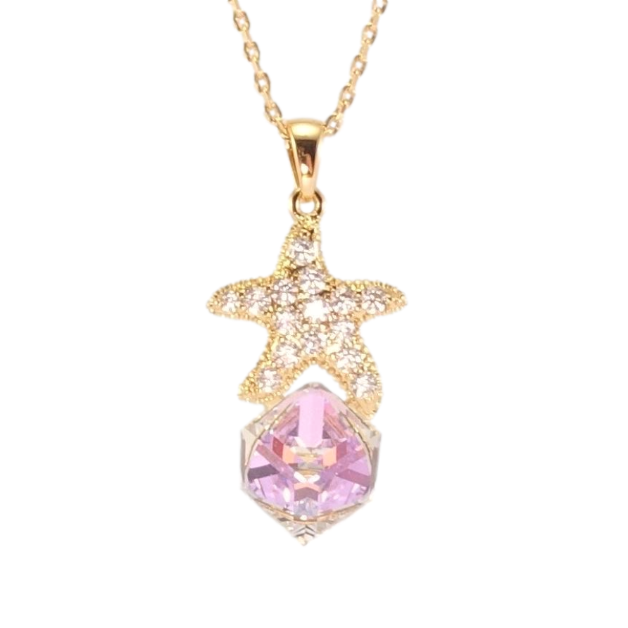 Кулон Xuping колір 18K з кр-ми Swarovski на ланцюжку Куб Tanzanite з морською зіркою довжина 40-45см х 1мм фото №1