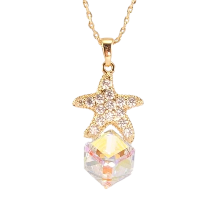 Кулон Xuping колір 18K з кр-ми Swarovski на ланцюжку Куб Shimmer з морською зіркою довжина 40-45см х 1мм фото №5