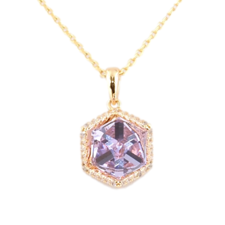 Кулон Xuping цвет 18K с кр-ми Swarovski на цепочке Кристальный куб Tanzanite длина 40-45см фото №1