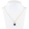 Кулон Xuping 18K с кр-ми Swarovski на цепочке Кристальный куб Capri Blue с бантиком длина 40-45см х 1мм фото №2