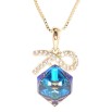 Кулон Xuping 18K с кр-ми Swarovski на цепочке Кристальный куб Capri Blue с бантиком длина 40-45см х 1мм фото №3