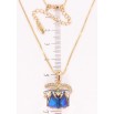Кулон Xuping 18K с кр-ми Swarovski на цепочке Кристальный куб Capri Blue с бантиком длина 40-45см х 1мм фото №4
